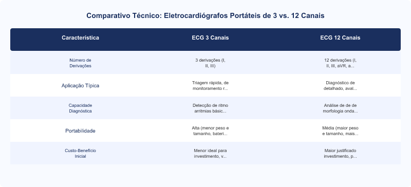 Diagrama técnico: Eletrocardiógrafos Portáteis: Diferenças e Aplicações de 3 e 12 Canais